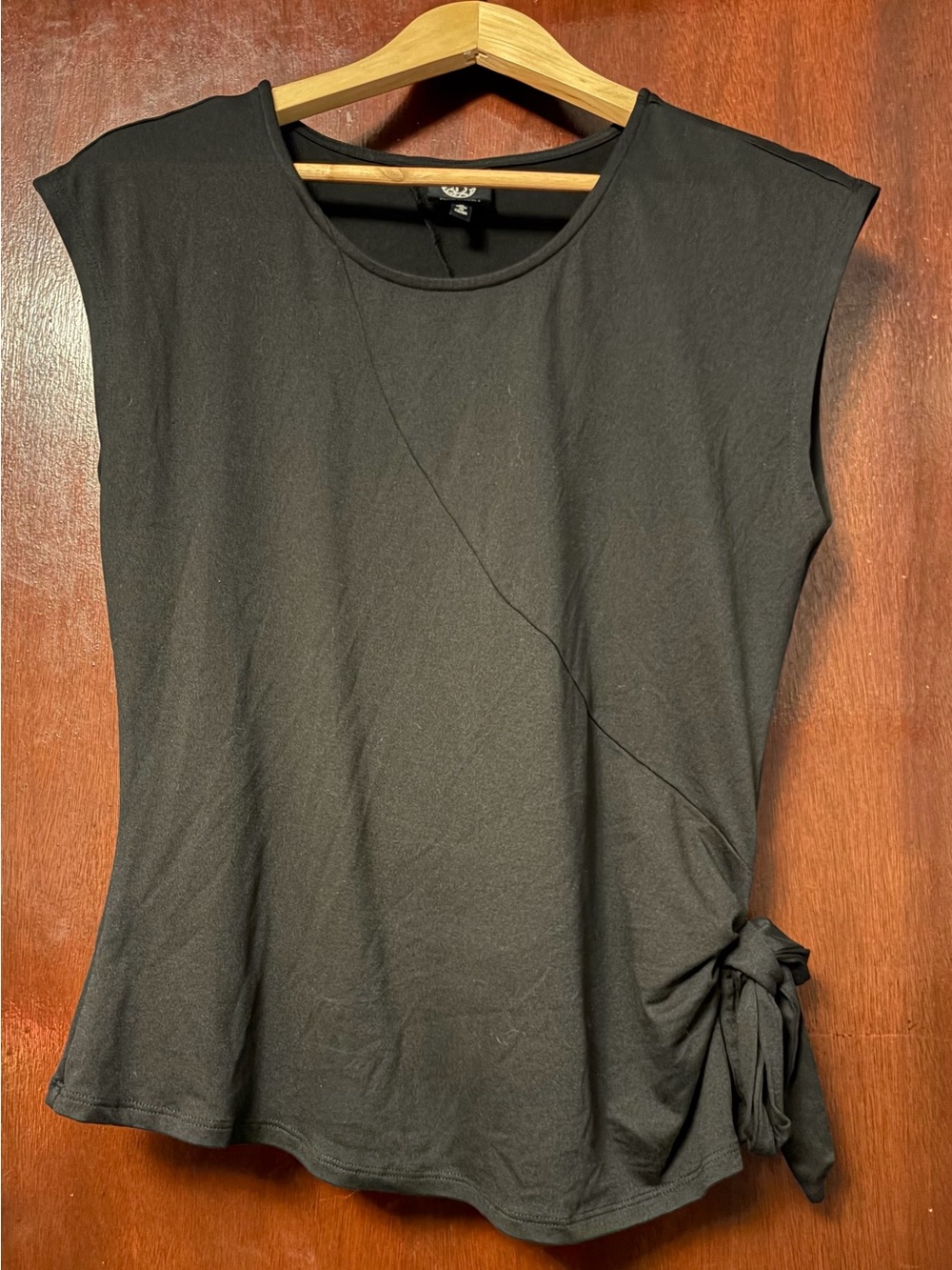 bobeau Black Cap-Sleeve Side-Tie Tank